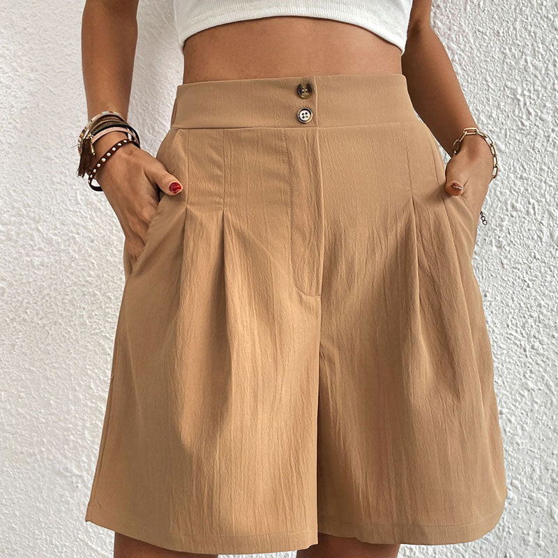 Idun - Stilfulde Højtaljede Plisserede Shorts